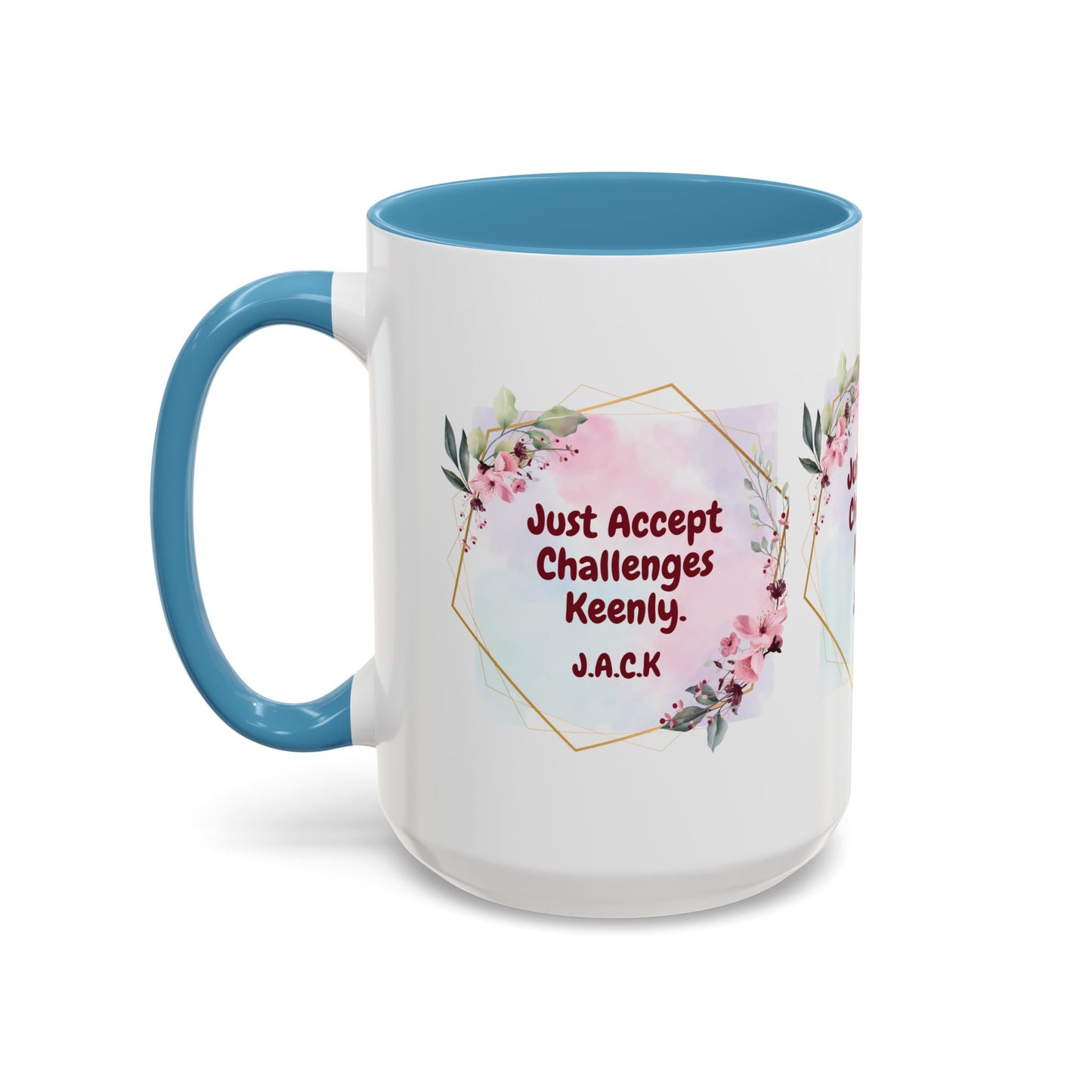 Personalized Floral Frame Accent Coffee Mug