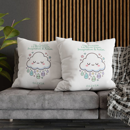 Personalized Initial Quote Cloud Dripping — Custom Sayings on Square Poly Canvas Pillowcase