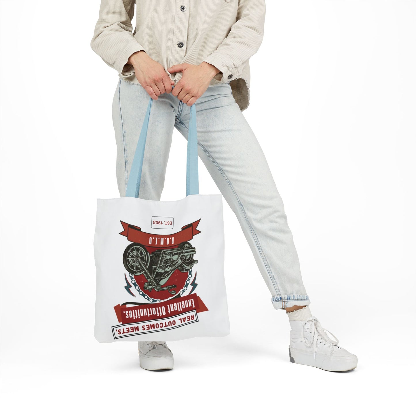 Personalized Initial Quote Motorcycle Canvas Tote Custom Name