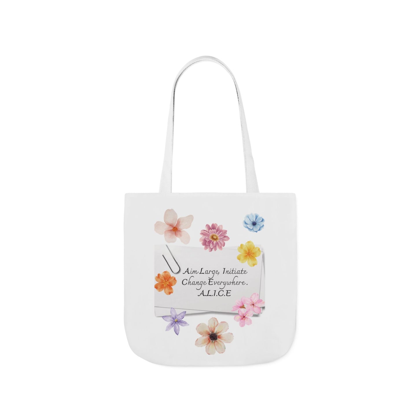 Personalized Initial Quote Floral Clip Canvas Tote Custom Name