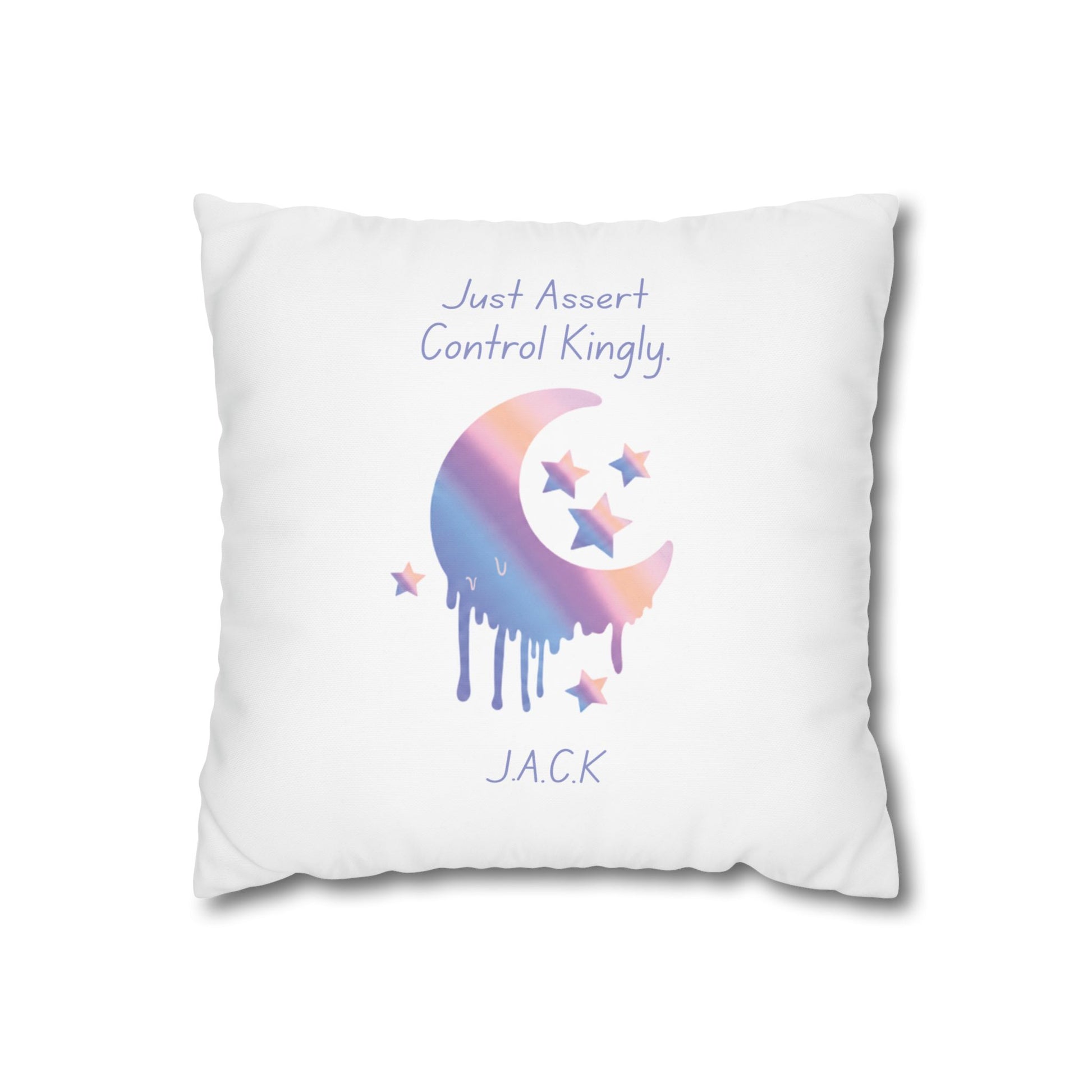 Customized monogrammed pillowcase with personalized quote. High-quality poly canvas square cushion cover, ideal for housewarming, wedding, or anniversary gifts with bespoke text.
