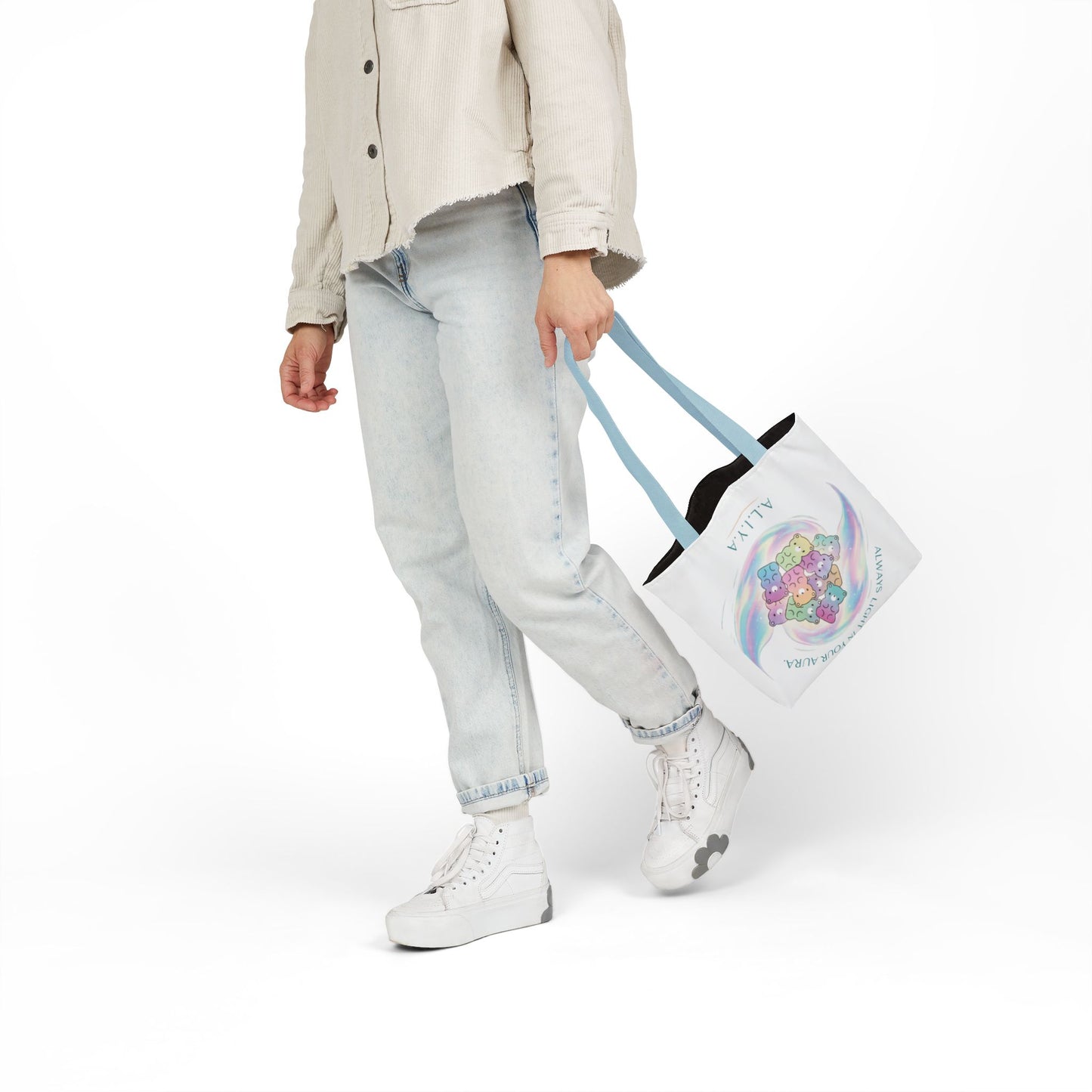 Personalized Initial Quote Pastel Cloud Canvas Tote Custom Name