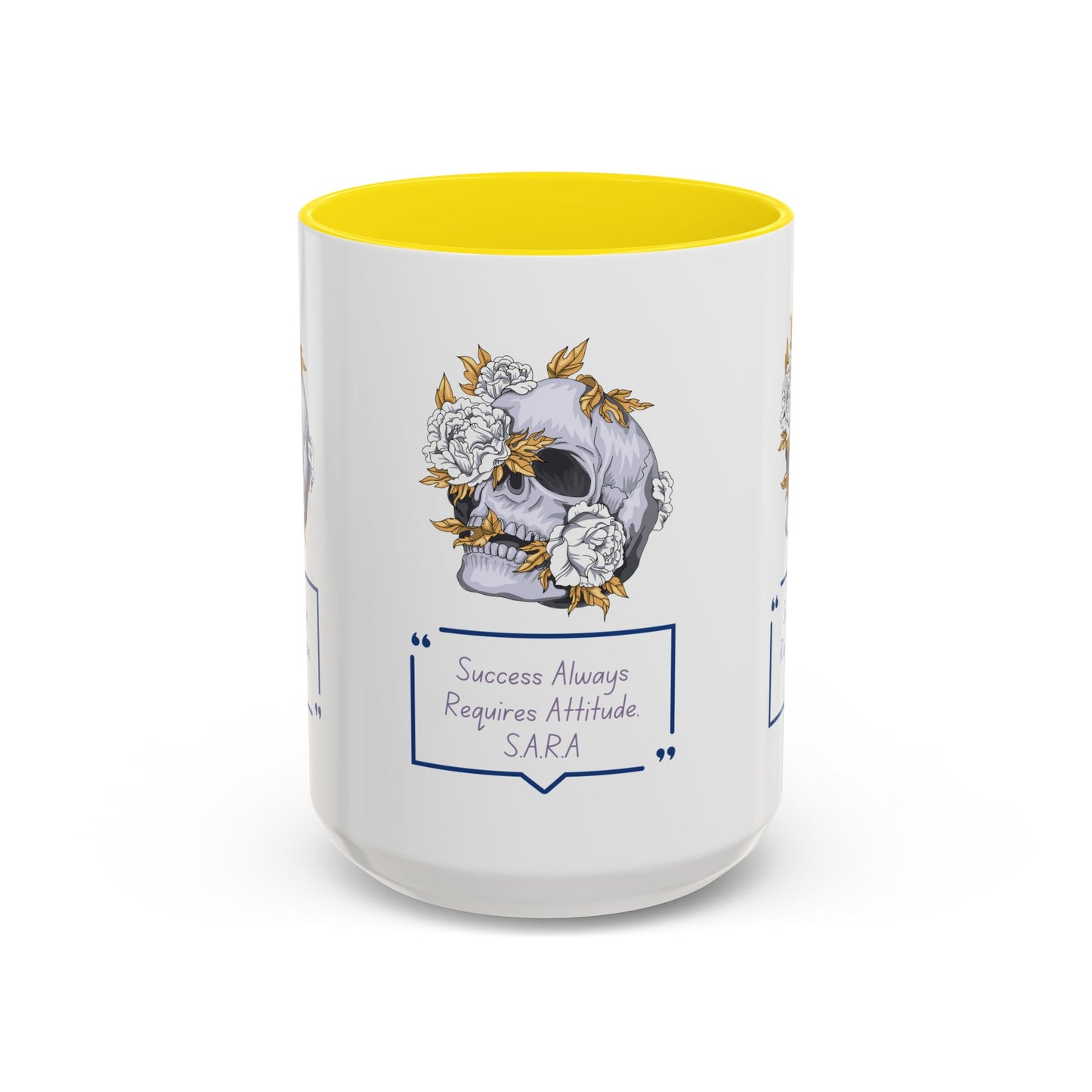 Personalized Initial Floral Skull Accent Coffee Mug