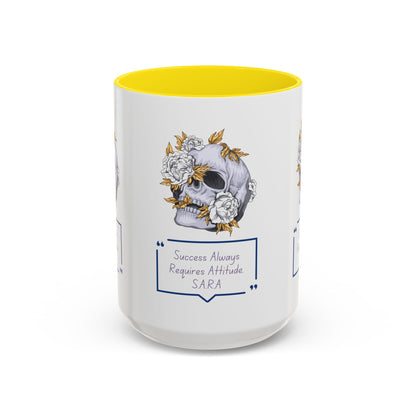 Personalized Initial Floral Skull Accent Coffee Mug