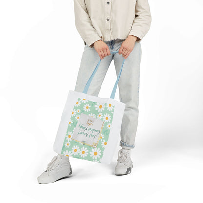 Personalized Initial Quote Floral Inspirational Canvas Tote Custom Name