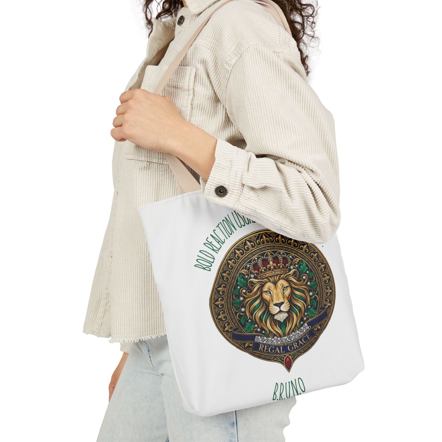 Personalized Initial Quote Circle Lion Canvas Tote Custom Name