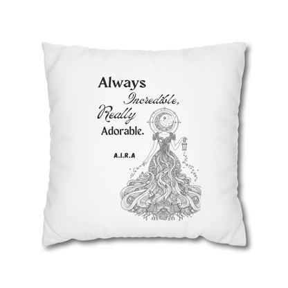 Personalized Initial Quote Light Girl — Custom Sayings on Square Poly Canvas Pillowcase