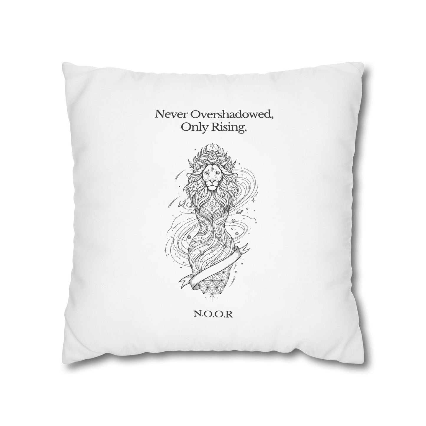 Personalized Initial Quote Girl Lion — Custom Sayings on Square Poly Canvas Pillowcase