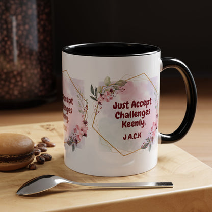 Personalized Floral Frame Accent Coffee Mug