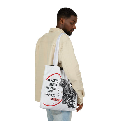 Personalized Initial Quote Inspirational Girl Canvas Tote Custom Name