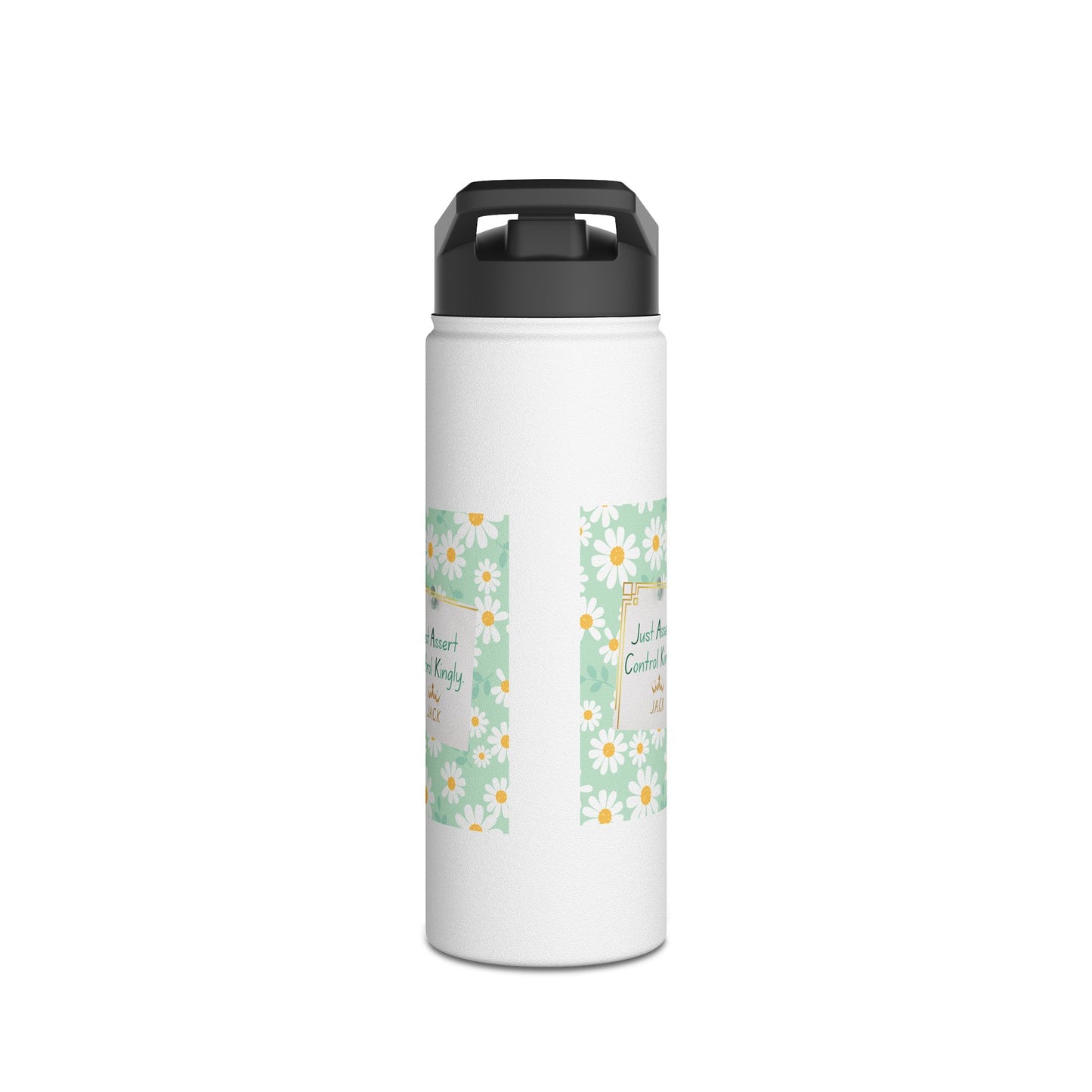 Personalized Initial Quote Floral Note Stainless Steel Water Bottle