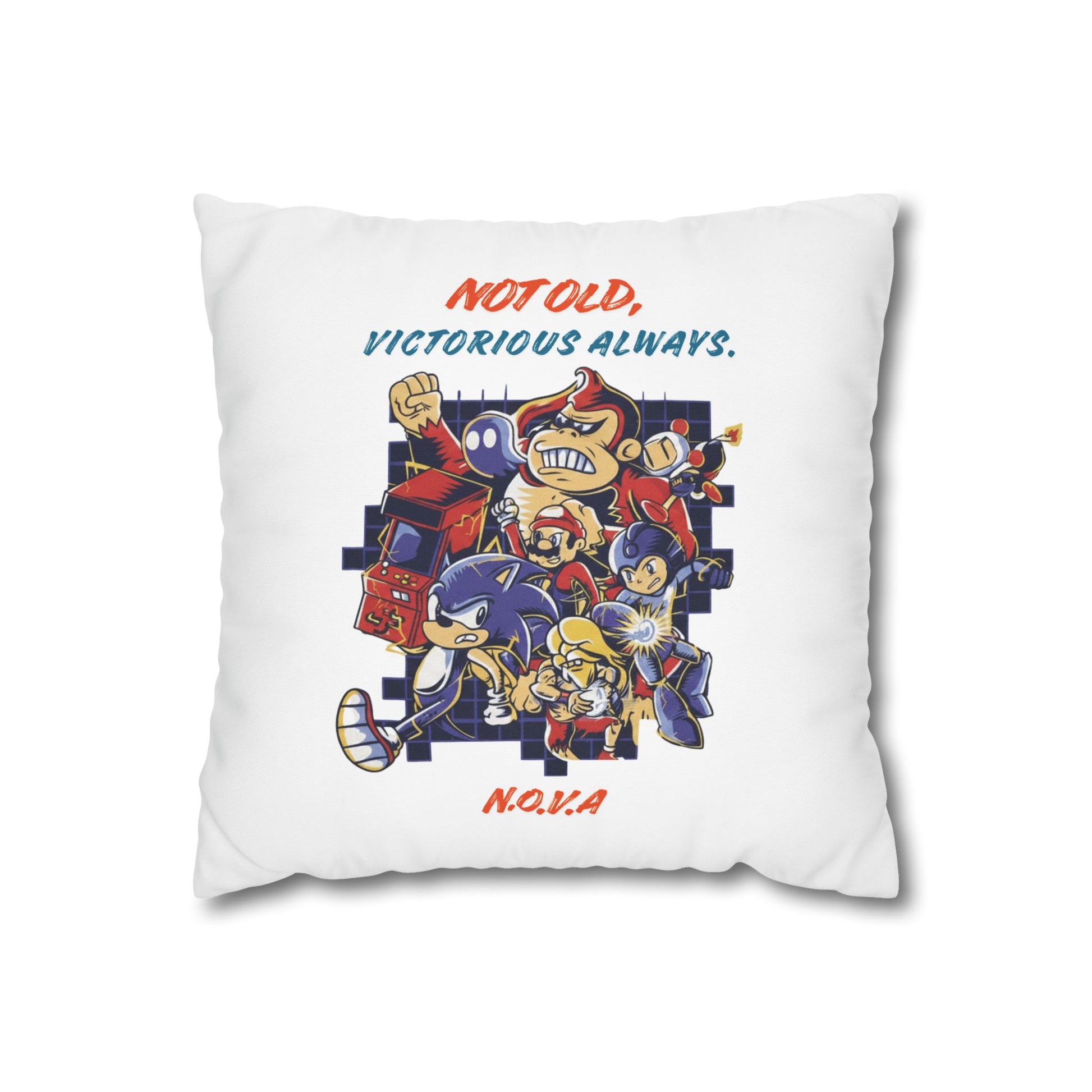 Customized monogrammed pillowcase with personalized quote. High-quality poly canvas square cushion cover, ideal for housewarming, wedding, or anniversary gifts with bespoke text.