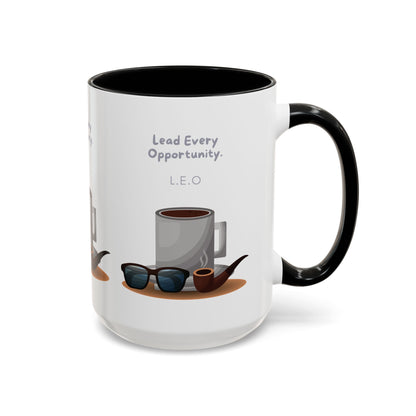 Personalized Initial Coffee and Sunglasses Accent Coffee Mug