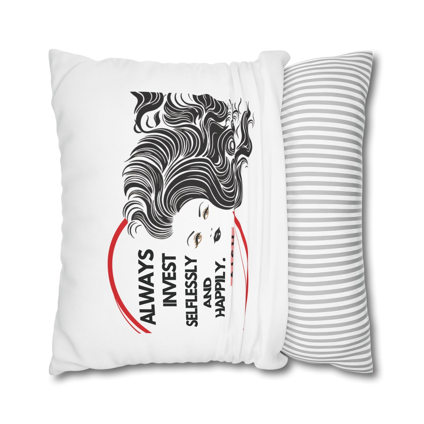 Personalized Initial Quote Inspirational Girl — Custom Sayings on Square Poly Canvas Pillowcase