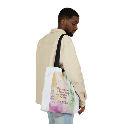 Personalized Initial Quote Ocean Theme Canvas Tote Custom Name