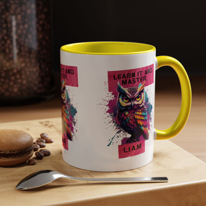 Personalized Initial Owl Accent Coffee Mug