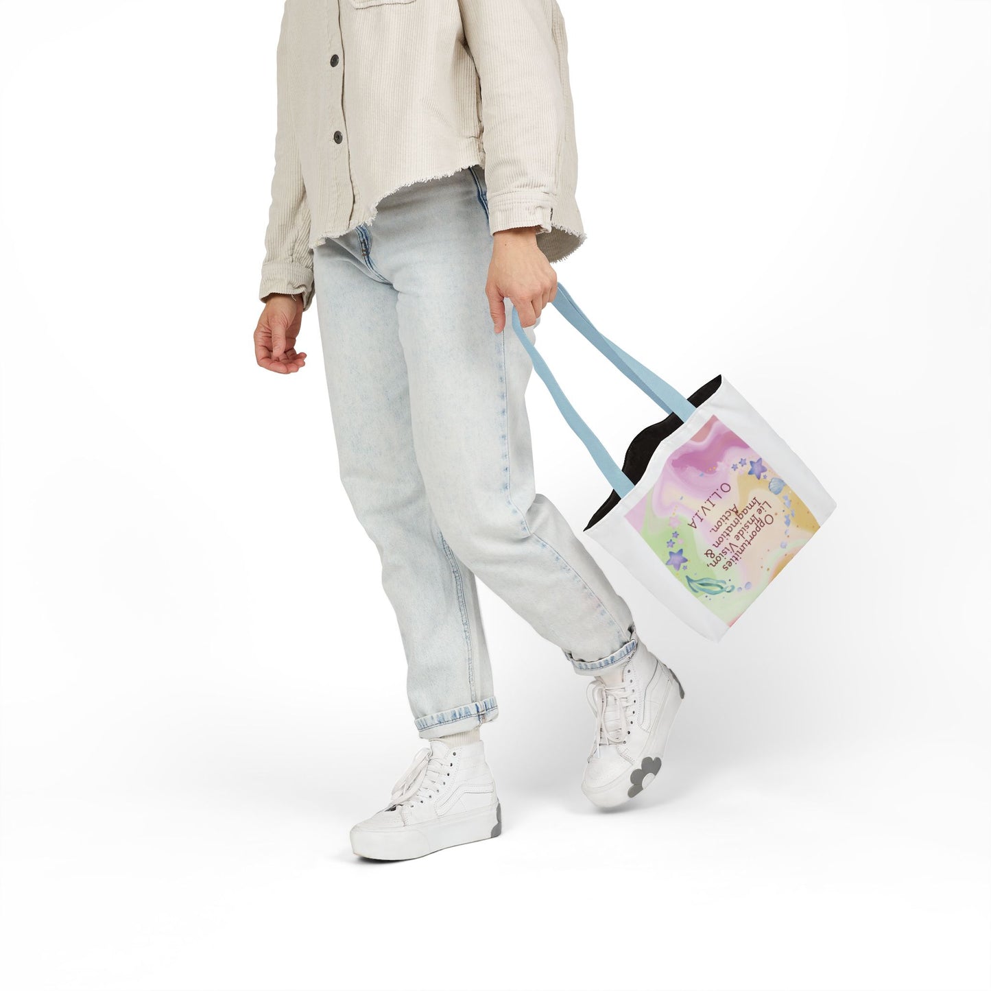 Personalized Initial Quote Ocean Theme Canvas Tote Custom Name