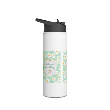Personalized Initial Quote Floral Note Stainless Steel Water Bottle