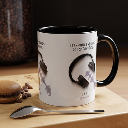 Personalized Initial Headphones Accent Coffee Mug