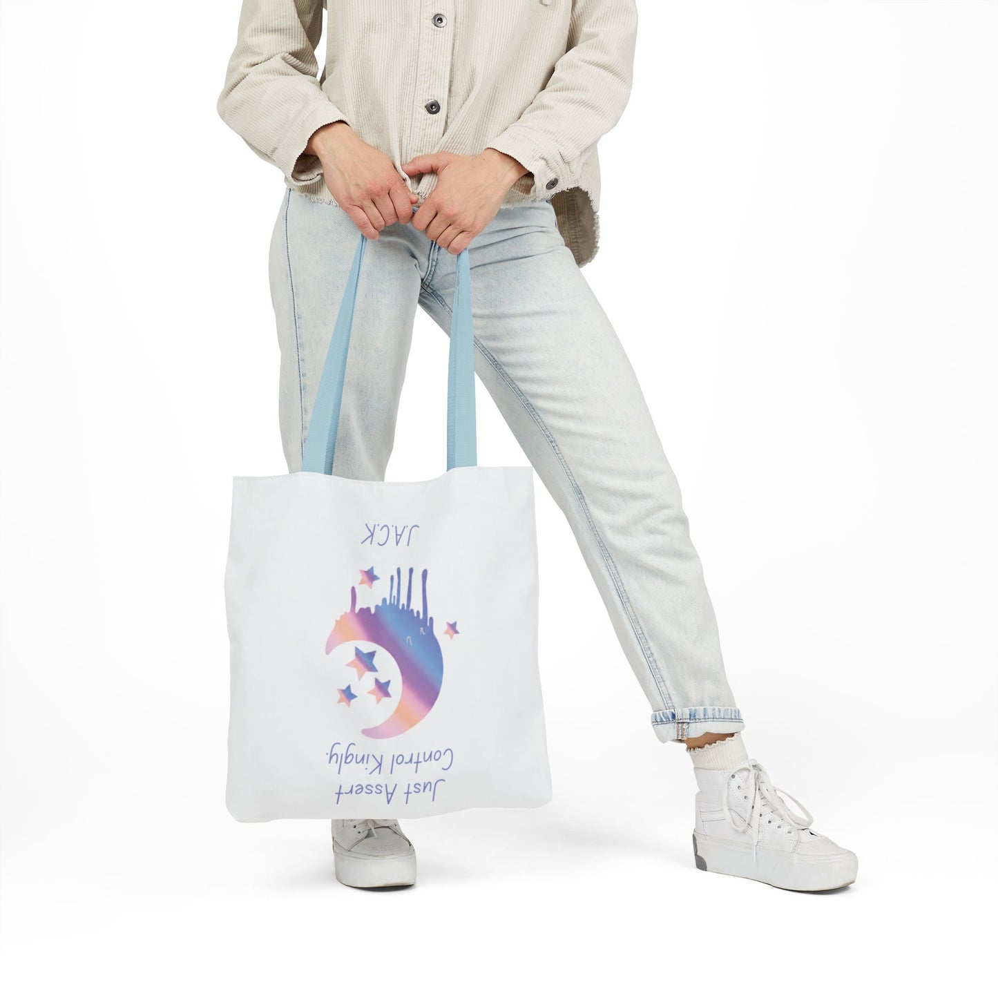 Personalized Initial Quote Moon Dripping Canvas Tote Custom Name