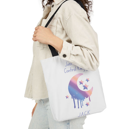 Personalized Initial Quote Moon Dripping Canvas Tote Custom Name