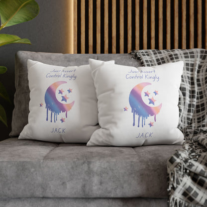 Personalized Initial Quote Moon Dripping — Custom Sayings on Square Poly Canvas Pillowcase