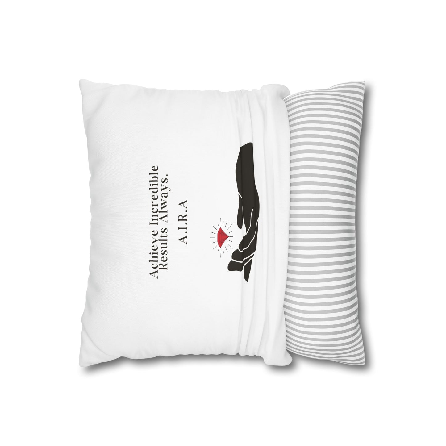 Personalized Initial Quote Gem Hand — Custom Sayings on Square Poly Canvas Pillowcase