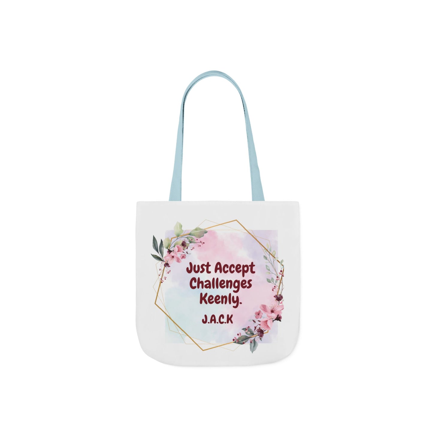 Personalized Initial Quote Floral Frame Canvas Tote Custom Name