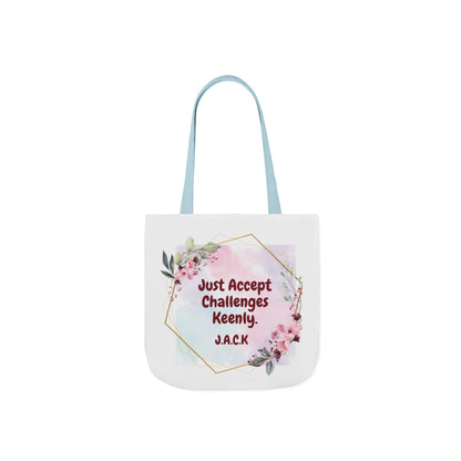 Personalized Initial Quote Floral Frame Canvas Tote Custom Name