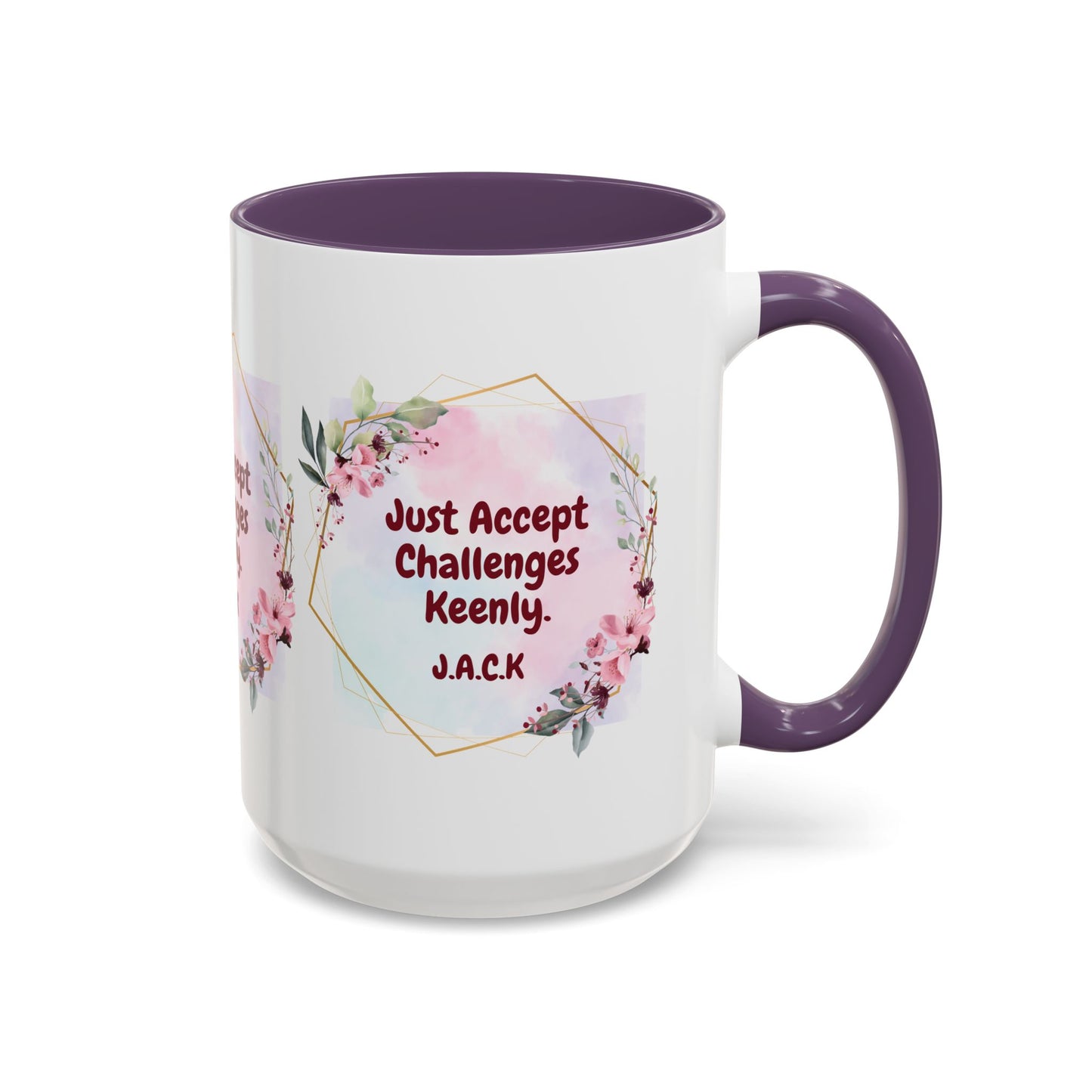 Personalized Floral Frame Accent Coffee Mug