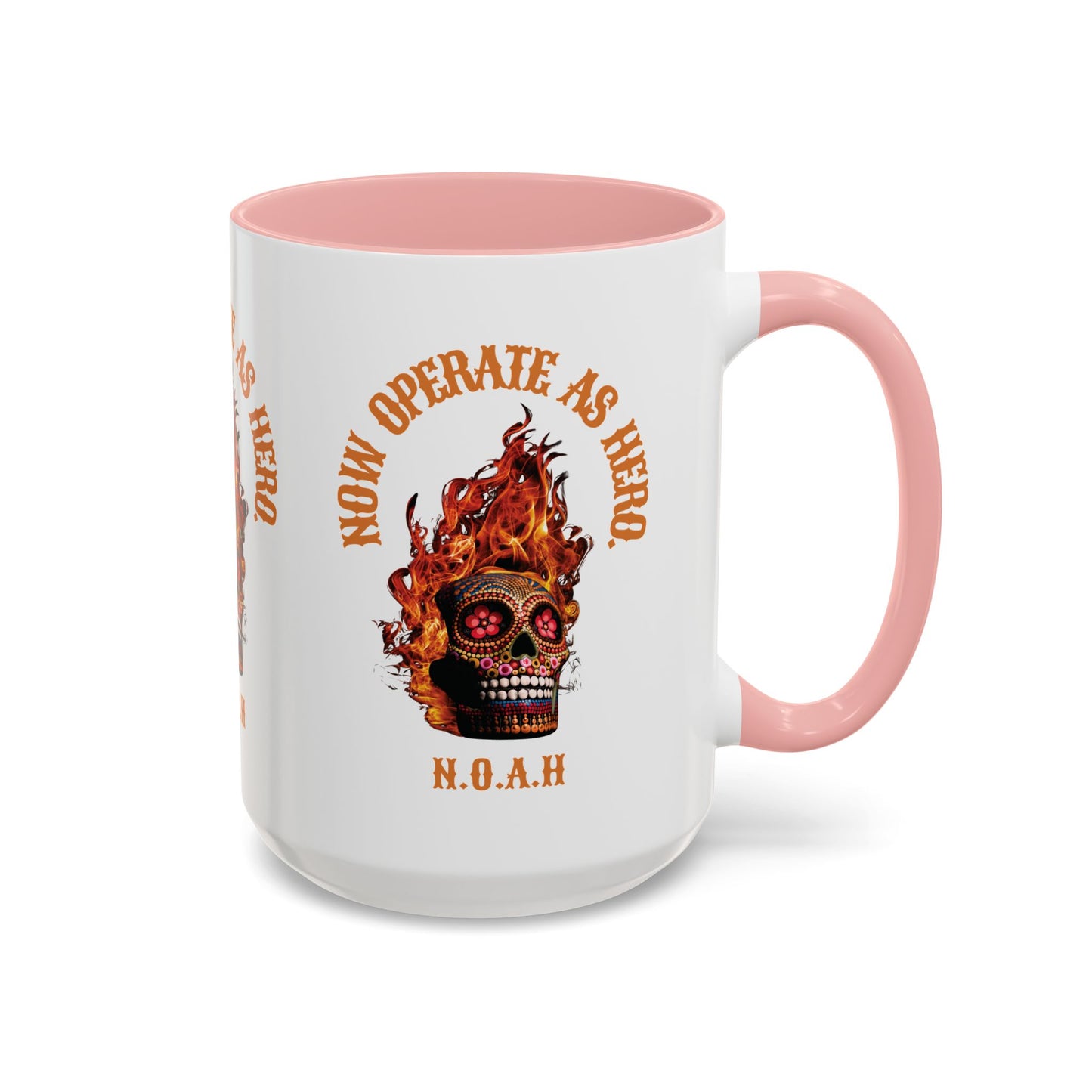 Personalized Initial Fire Skull Accent Coffee Mug