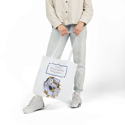 Personalized Initial Quote Floral Skull Canvas Tote Custom Name