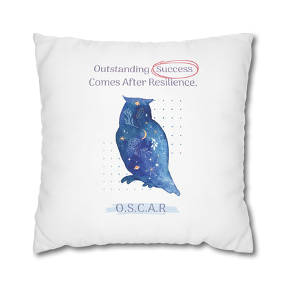 Personalized Initial Quote Galaxy Owl — Custom Sayings on Square Poly Canvas Pillowcase