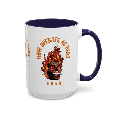Personalized Initial Fire Skull Accent Coffee Mug