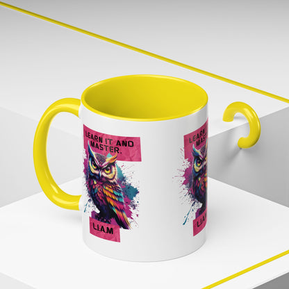 Personalized Initial Owl Accent Coffee Mug