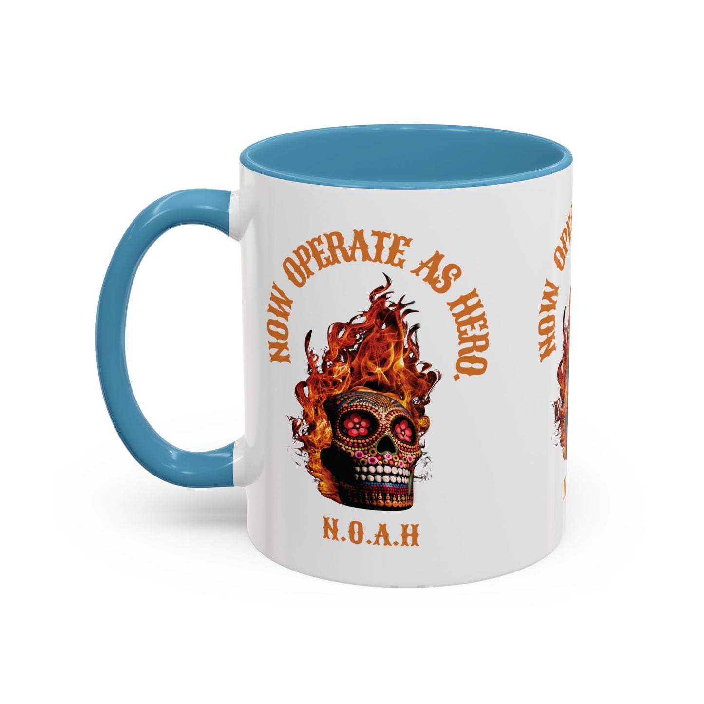 Personalized Initial Fire Skull Accent Coffee Mug