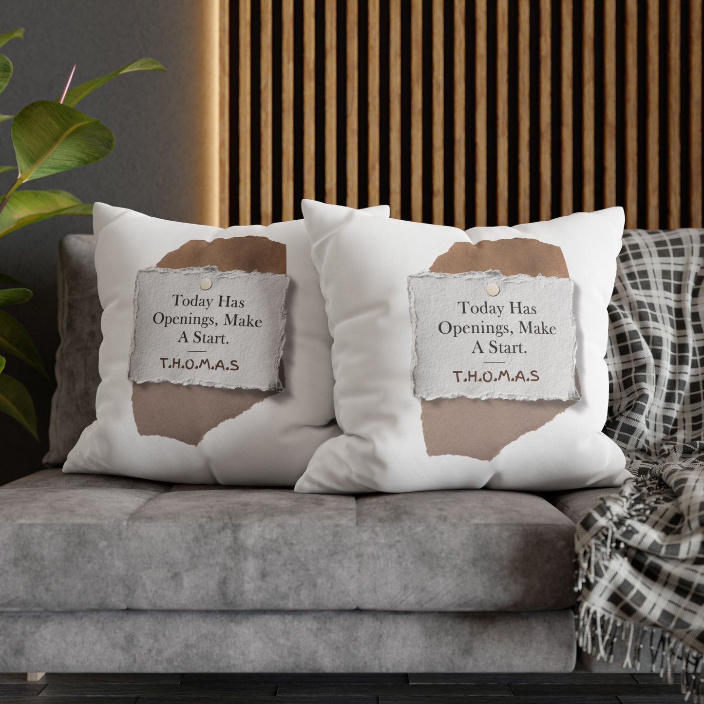 Personalized Initial Quote Torn Paper — Custom Sayings on Square Poly Canvas Pillowcase