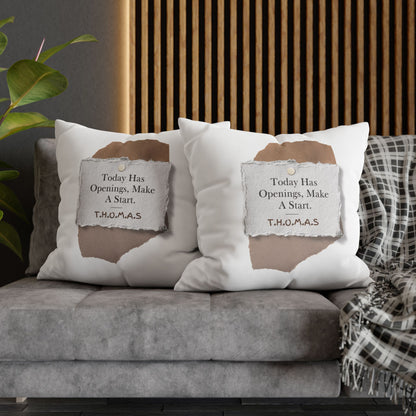 Personalized Initial Quote Torn Paper — Custom Sayings on Square Poly Canvas Pillowcase