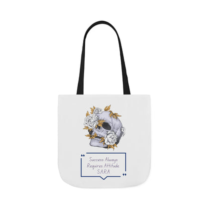 Personalized Initial Quote Floral Skull Canvas Tote Custom Name
