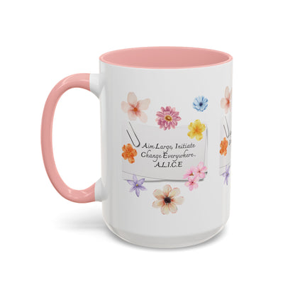 Personalized Floral Clip Note Accent Coffee Mug