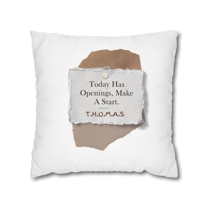 Personalized Initial Quote Torn Paper — Custom Sayings on Square Poly Canvas Pillowcase