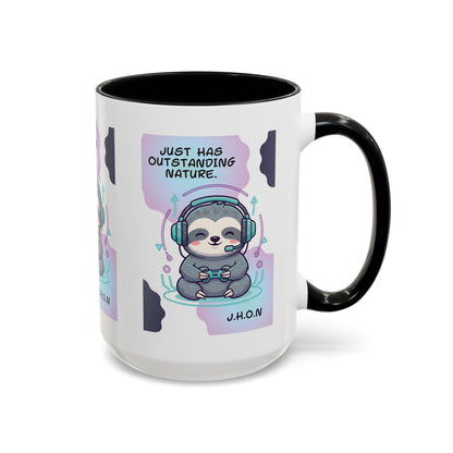 Personalized Initial Sloth Gamer Accent Coffee Mug