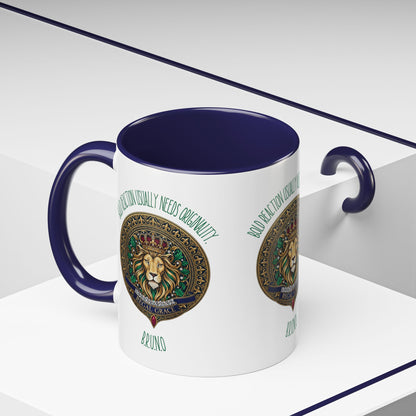 Personalized Initial Circled Lion Accent Coffee Mug