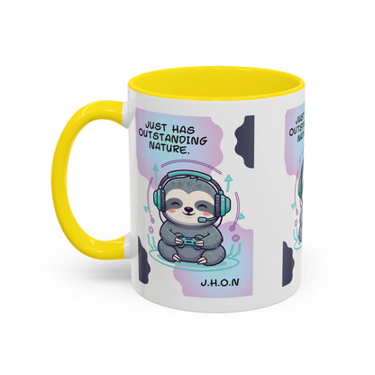 Personalized Initial Sloth Gamer Accent Coffee Mug