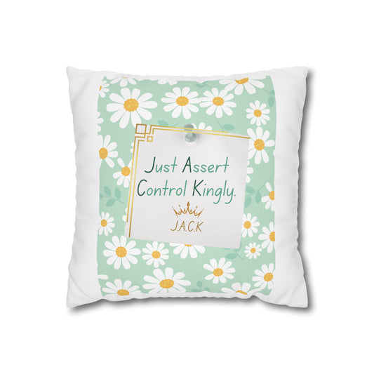 Customized monogrammed pillowcase with personalized quote. High-quality poly canvas square cushion cover, ideal for housewarming, wedding, or anniversary gifts with bespoke text.