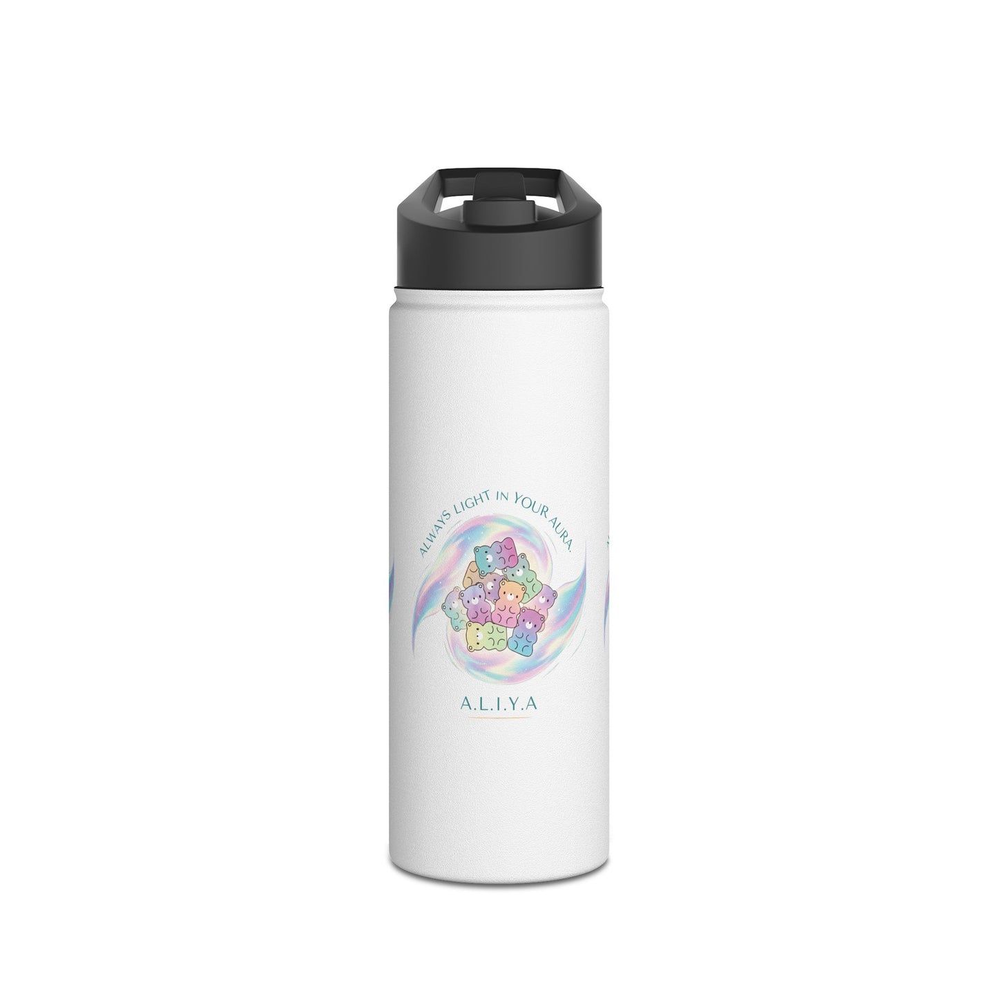 Personalized Initial Pastel Bear Stainless Steel Water Bottle