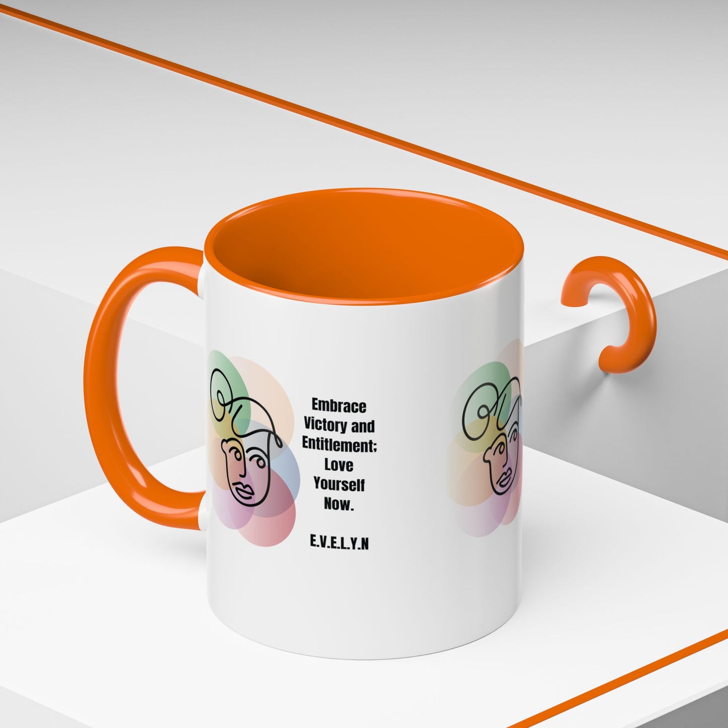 Personalized Initial Sketch Girl Accent Coffee Mug