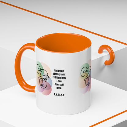 Personalized Initial Sketch Girl Accent Coffee Mug