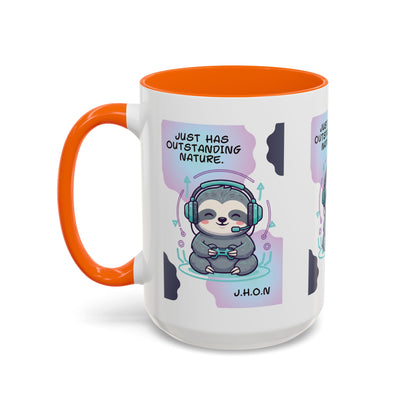 Personalized Initial Sloth Gamer Accent Coffee Mug