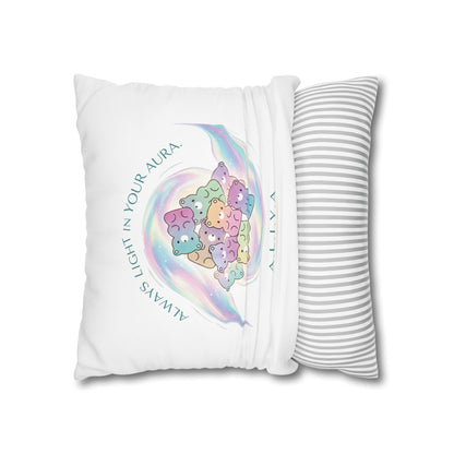 Personalized Initial Quote Bear — Custom Sayings on Square Poly Canvas Pillowcase